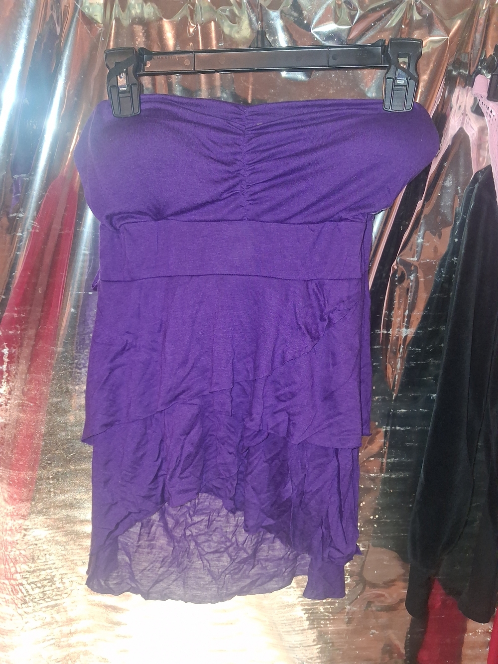Strapless Ruffle Tube Top - Purple